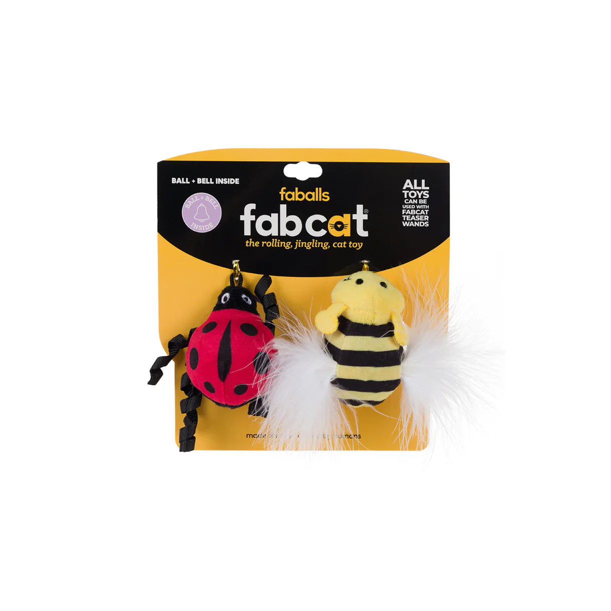 Fabcat Faball Ladybug/Bee 2-Pack Cat Toy