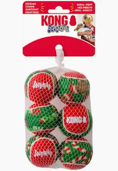 KONG Holiday SqueakAir Balls Dog Toy, Medium, Pack of 6