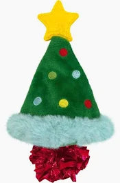 KONG Holiday Crackles Christmas Tree Plush Cat Toy with Catnip, Green