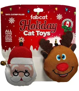 Fabcat Holiday Santa and Reindeer Catnip Cat Toy