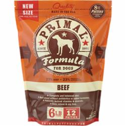 Primal Pet Foods Raw Frozen Patties Canine Beef Formula 6 Pound