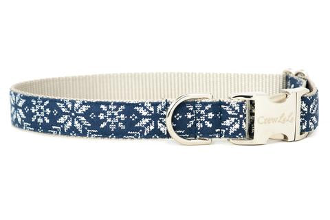 Crew LaLa Navy Quilted Dog Collar
