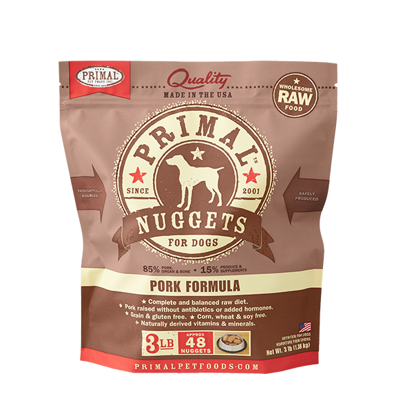 Primal Pet Foods Raw Frozen Nuggets Canine Pork Formula