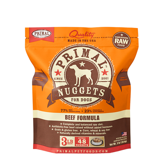 Primal Pet Foods Raw Frozen Nuggets Canine Beef Formula