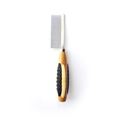 Bass Fine Tooth Metal Pet Comb- Bamboo Wood Handle