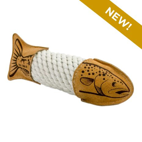 Tall Tails Natural Leather Trout Rope Tug Toy