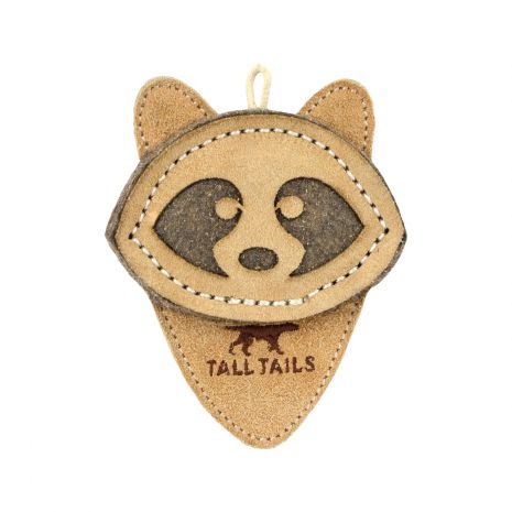 Tall Tails Natural Leather Scrappy Raccoon Toy 4"